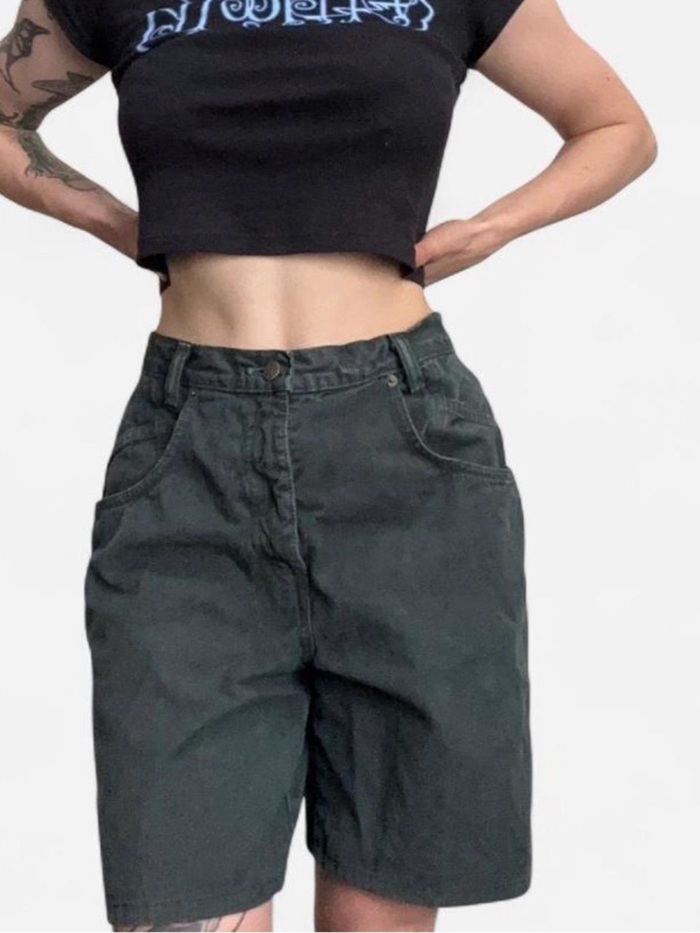 Vintage High-Waist green Shorts — Casual Relaxed Fit